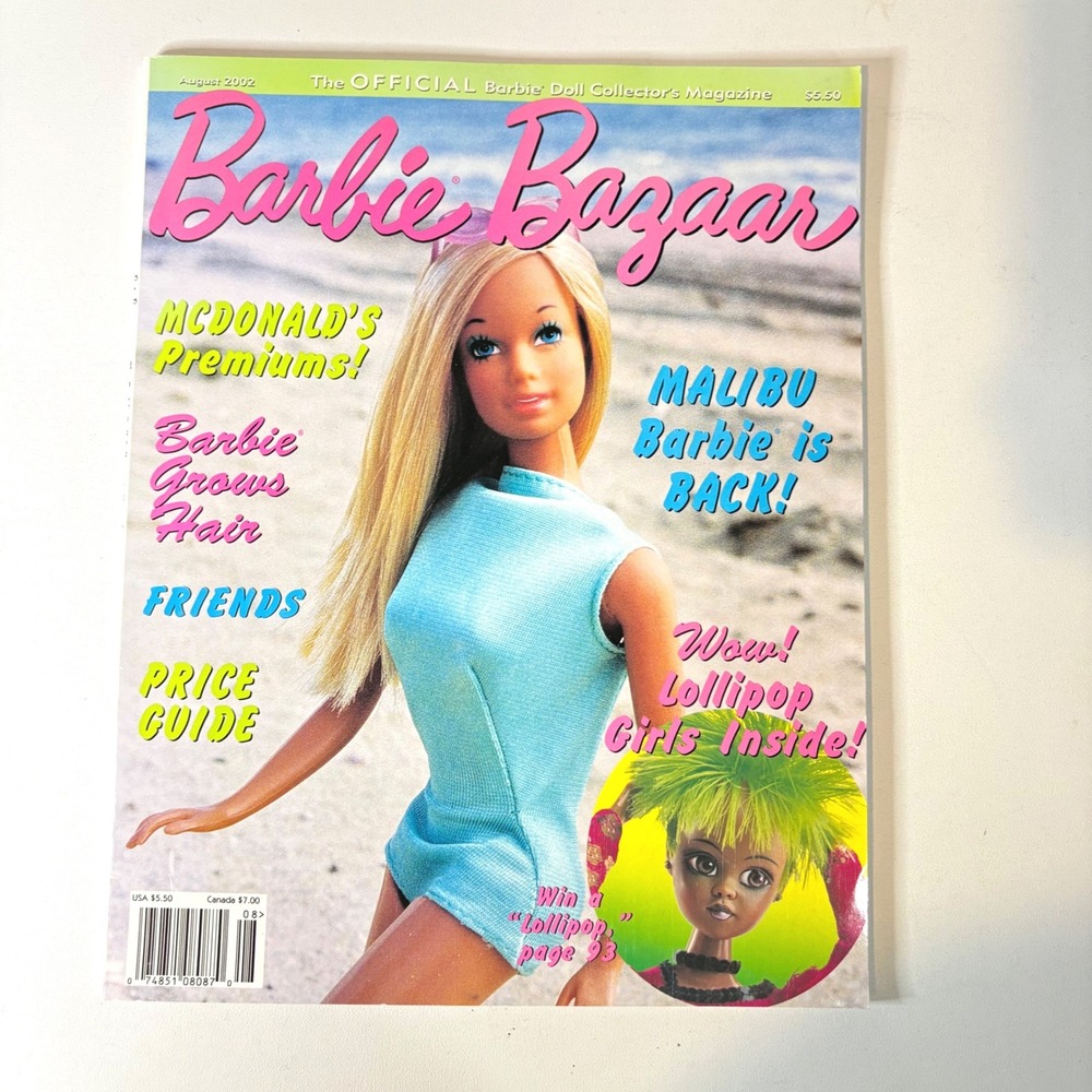 Barbie Bazaar Magazine August 2002 Malibu Barbie Lollipop Girls Price Guide